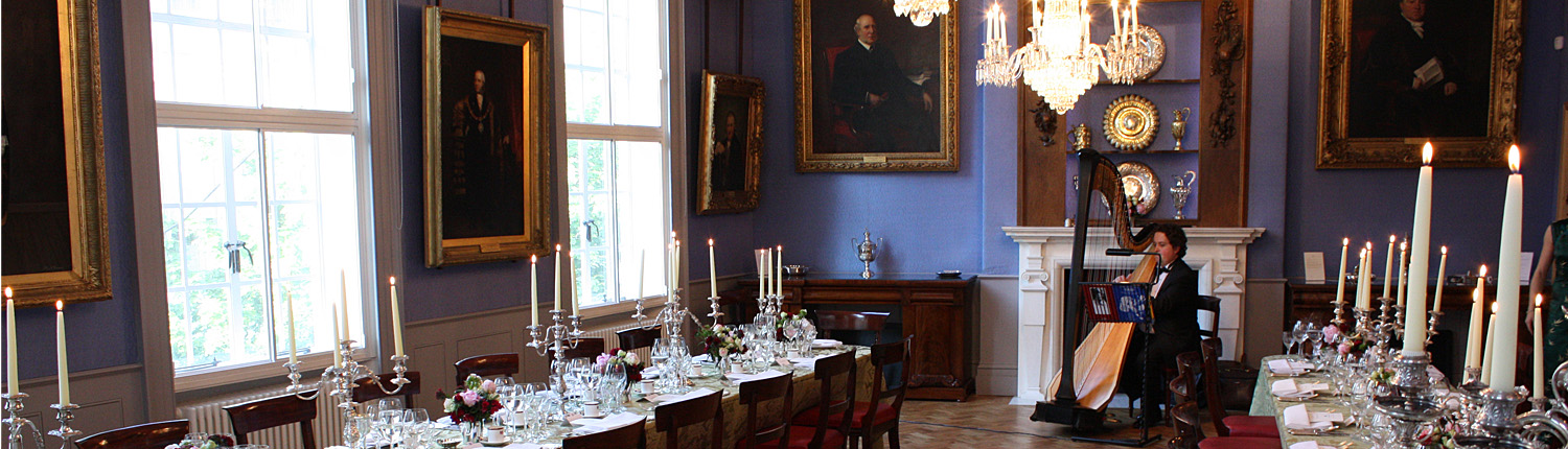 The Livery Hall at Wax Chandlers' Hall, set for dining